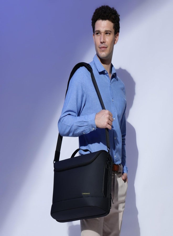 CARRIMATE Magnum Laptop Messenger Bag for Men & Women | Fits Up to 15.6 Inch Laptop | Polyester Office & Travel Shoulder Bag | iPad Sleeve, Front Organizer & Luggage Strap | Black - Image 4