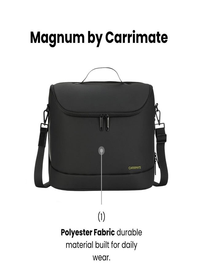 CARRIMATE Magnum Laptop Messenger Bag for Men & Women | Fits Up to 15.6 Inch Laptop | Polyester Office & Travel Shoulder Bag | iPad Sleeve, Front Organizer & Luggage Strap | Black - Image 5
