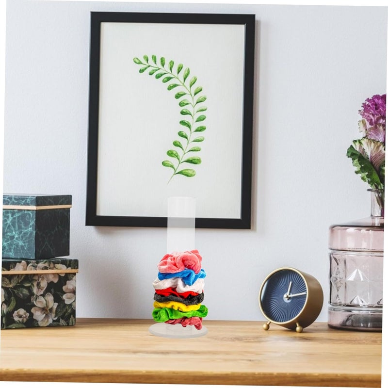 ORFOFE Clear Acrylic Scrunchie Holder Stand Hair Scrunchy Display Organizer for Girls Vertical Hair Tie Storage for Bows Accessories for Bedroom Bathroom Decor - Image 2