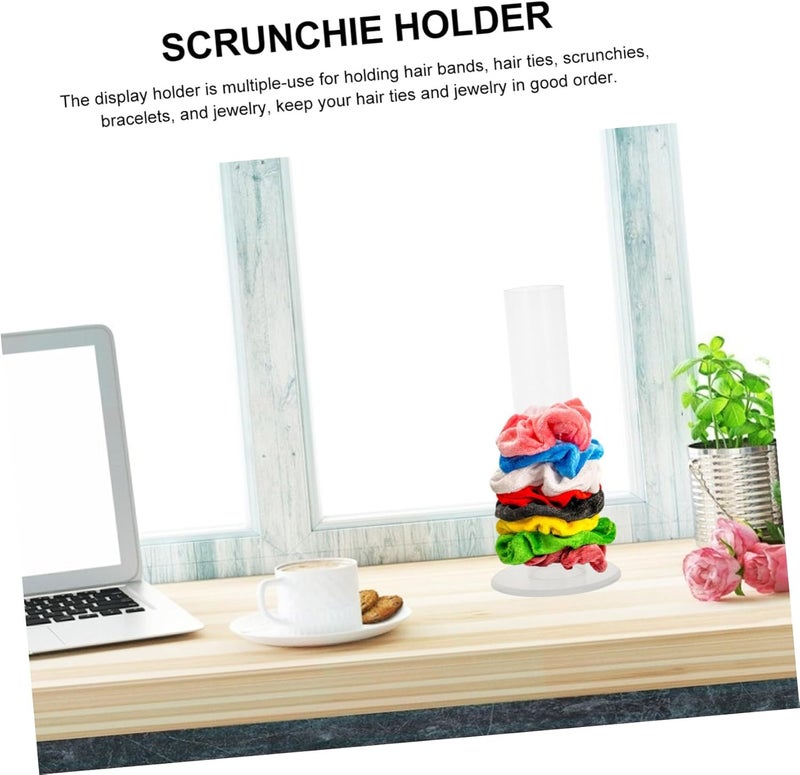 ORFOFE Clear Acrylic Scrunchie Holder Stand Hair Scrunchy Display Organizer for Girls Vertical Hair Tie Storage for Bows Accessories for Bedroom Bathroom Decor - Image 5