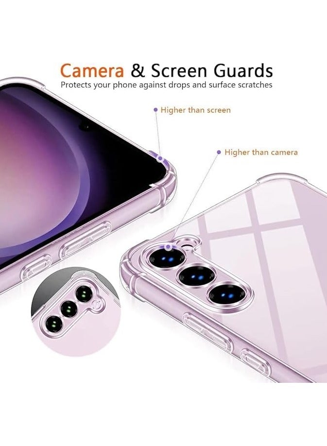 بروماس حافظة سامسونج جالاكسي S23 غطاء سيليكون غير أصفر مقاوم للصدمات، غطاء خلفي شفاف مضاد للخدش (شفاف) - Image 3