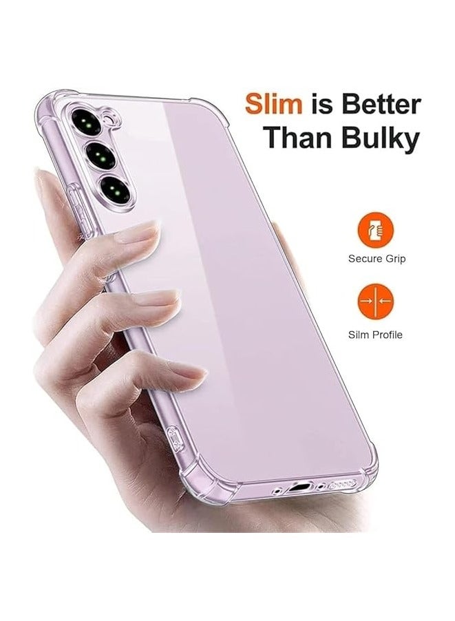 بروماس حافظة سامسونج جالاكسي S23 غطاء سيليكون غير أصفر مقاوم للصدمات، غطاء خلفي شفاف مضاد للخدش (شفاف) - Image 2