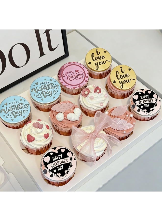 ZINDIACINE 40Pcs Happy Valentine's Day Cupcake Toppers Valentines Day Acrylic Cake Disc Mirror Valentines Day Cake Picks For Cakes, Cupcakes, Flowers, Gift Boxes Party Decorationes - Image 5