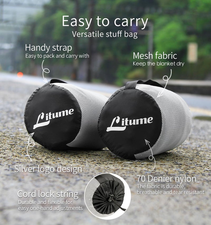 Litume Travel Blanket Lightweight and Breathable, 67 x 48 in Soft Airplane Flight Blanket for Travelers, Foldable Camping Sheet with Stuff Sack for Train, Camp, backapcking, office, home (Velvet E650) - Image 5