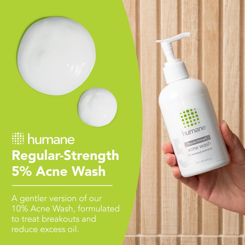 humane Benzoyl Peroxide Face Wash - 5% Regular-Strength Acne Face Wash For Skin, Back & Body - 8 Fl Oz - Dermatologist-Tested Non-Foaming Cleanser - Benzoyl Peroxide Acne Treatment - Cruelty-Free - Image 2