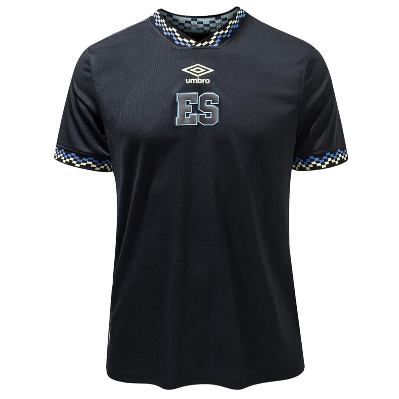 Umbro Men's 23/24 El Salvador National Team 3rd Short Sleeve Soccer Jersey, Black/Yellow/Blue, Medium - Image 1