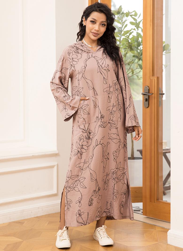 فرايديين كاجول مقنع طباعة جيب كم منتظم فساتين طويلة - Image 1