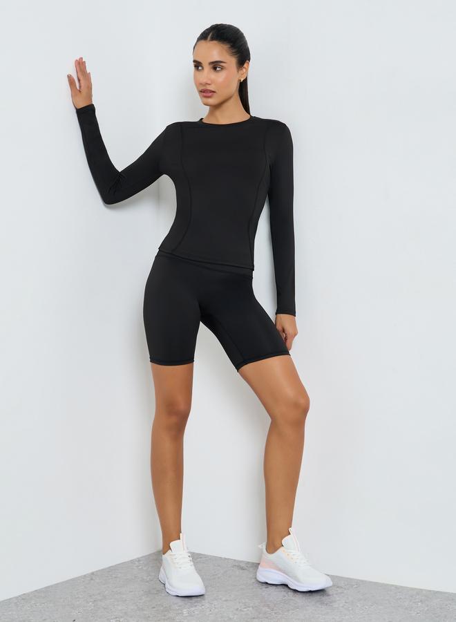 Styli Active Round Neck Fitted Long Sleeve Top - Image 2