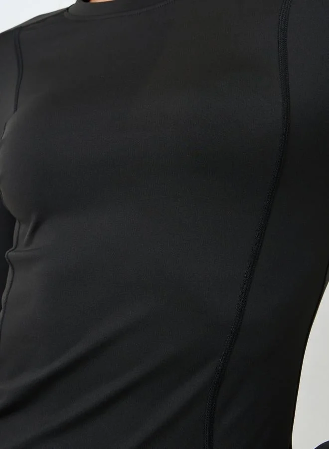 Styli Active  Round Neck Fitted Long Sleeve Top for Women | Best Price UAE