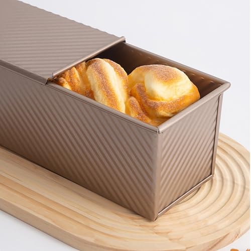 Cayanmydery Pullman Loaf Pan with Lid, 2.2 lb Dough Capacity Bakeware for Baking Bread, Carbon Steel Corrugated Bread Toast Mold with Cover - Image 3