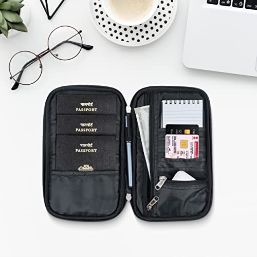 SHOPOFLUX Polyester Travel Passport Cover Organizer With Mobile Holder And Hand Strap For Men And Women (Blue) - Image 3