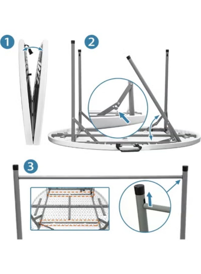 الحلم طاولة مستديرة، طاولة مستديرة قابلة للطي مقاس 48 بوصة، طاولة مستديرة قابلة للطي، طاولة طعام بلاستيكية، طاولة تجارية للمناسبات مثل حفلات الزفاف والحفلات والحدائق والفناءات - Image 2
