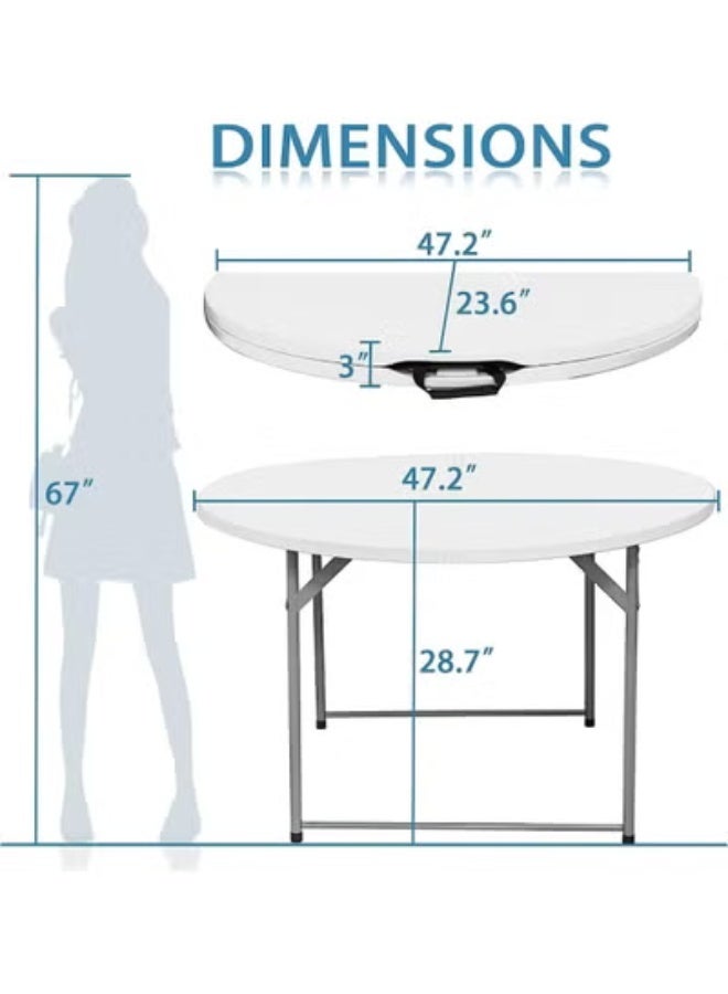 الحلم طاولة مستديرة، طاولة مستديرة قابلة للطي مقاس 48 بوصة، طاولة مستديرة قابلة للطي، طاولة طعام بلاستيكية، طاولة تجارية للمناسبات مثل حفلات الزفاف والحفلات والحدائق والفناءات - Image 4