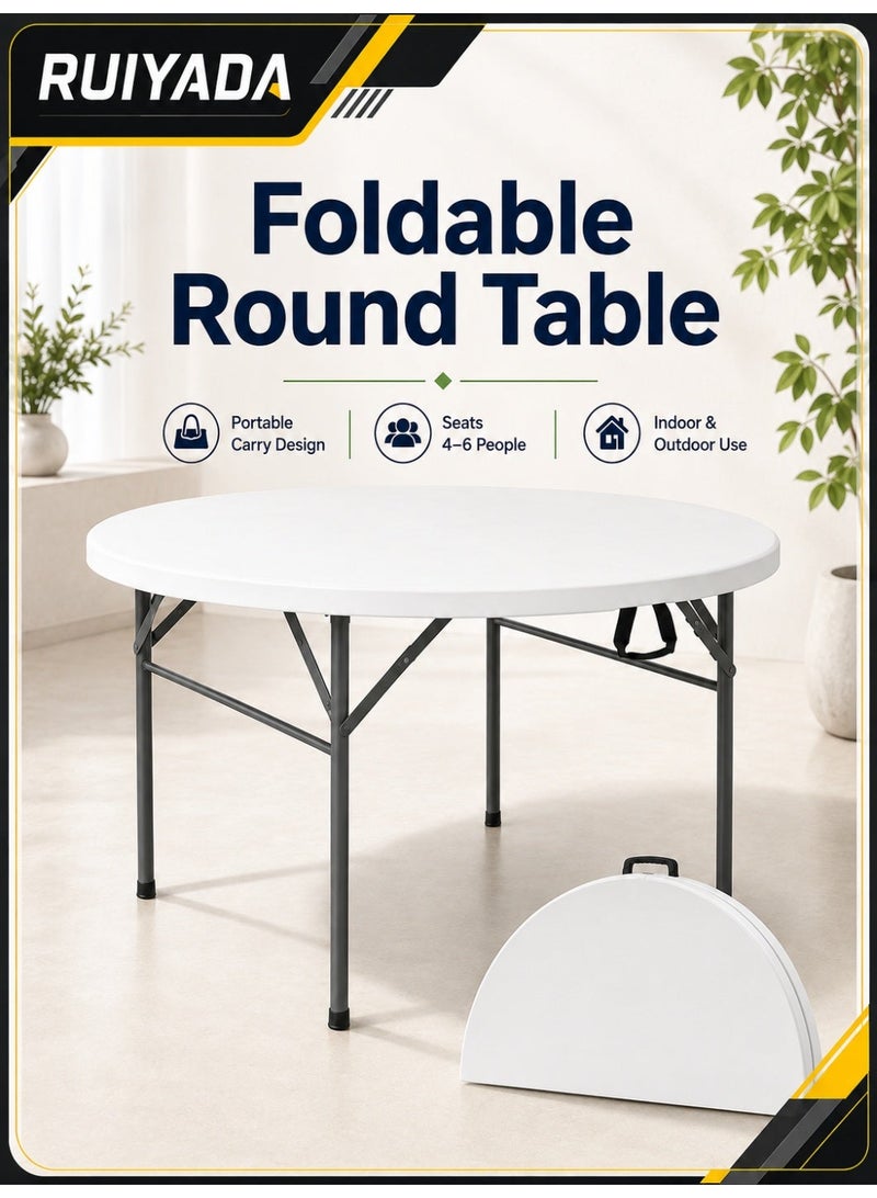 RUIYADA Round Table, Round Folding Table 48 inch, Bifold Round Table, Plastic Dining Table, Event Commercial Table for Wedding, Party, Garden, Patio - Image 1