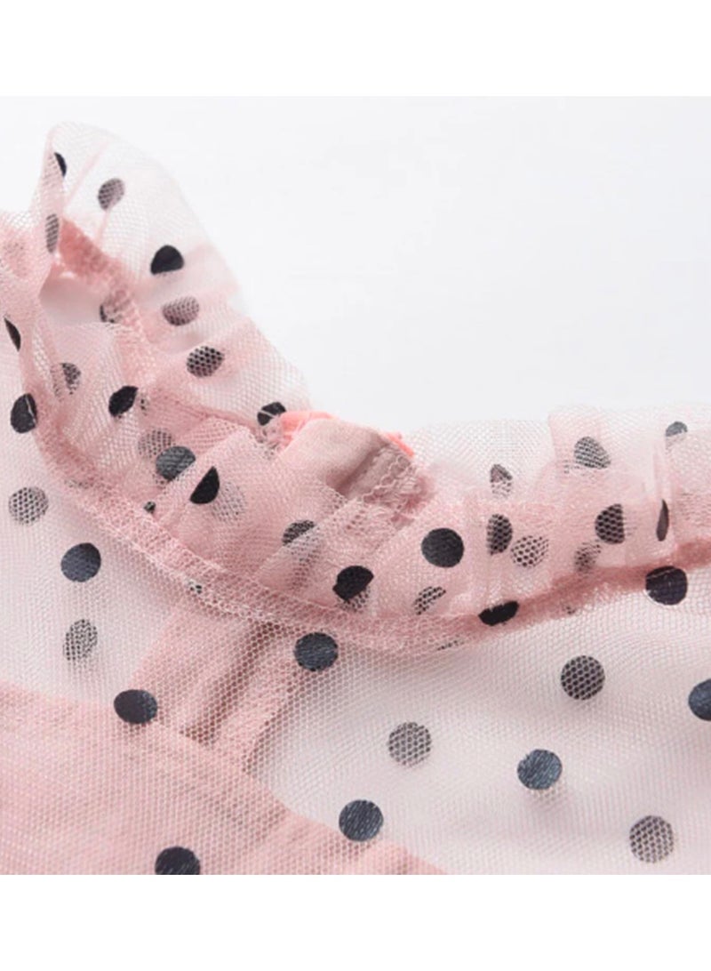 Baby Girl Polka Dot Tulle Dress – Long Sleeve Pink Party Dress for Toddlers | Elegant Kids Occasion Wear - Image 5