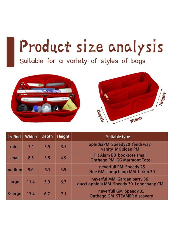 Lckaey Crimson Small Handbag Organizer Insert for Speedy 20 Tote Bag and Tote Bag Organizer Y095 - Image 4