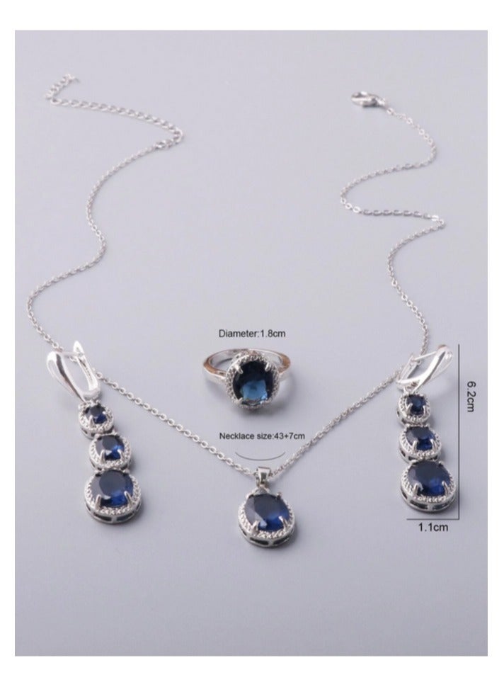 Exquisite 4pcs Zinc Alloy Necklace, Earrings, and Ring Set, Elegant and Suitable for Daily Wear and Parties, Perfect Choice as a Gift for Women  - Image 3