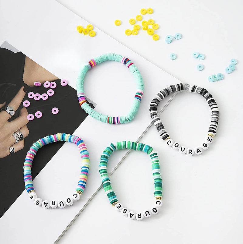 Flat Beads for Jewelry Making, Acrsikr Heishi Clay Disc Beads Bracelet 6mm - Image 5