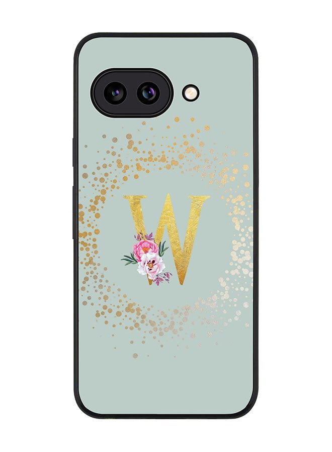 Stylizedd For Google Pixel 9a Case,Slim fit Camera Protection, Shockproof Thin Phone cover  - Custom Monogram Floral - W  (Light Grey )