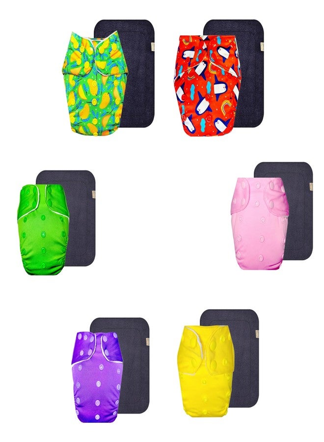 Dumbledo Premium Cloth Diaper with Gray Insert (Pack of 6) | Hypoallergenic | Breathable | Easy to Clean | Perfect for Indian Summers | 3 Months - 3 Years | Unisex Baby - Image 1