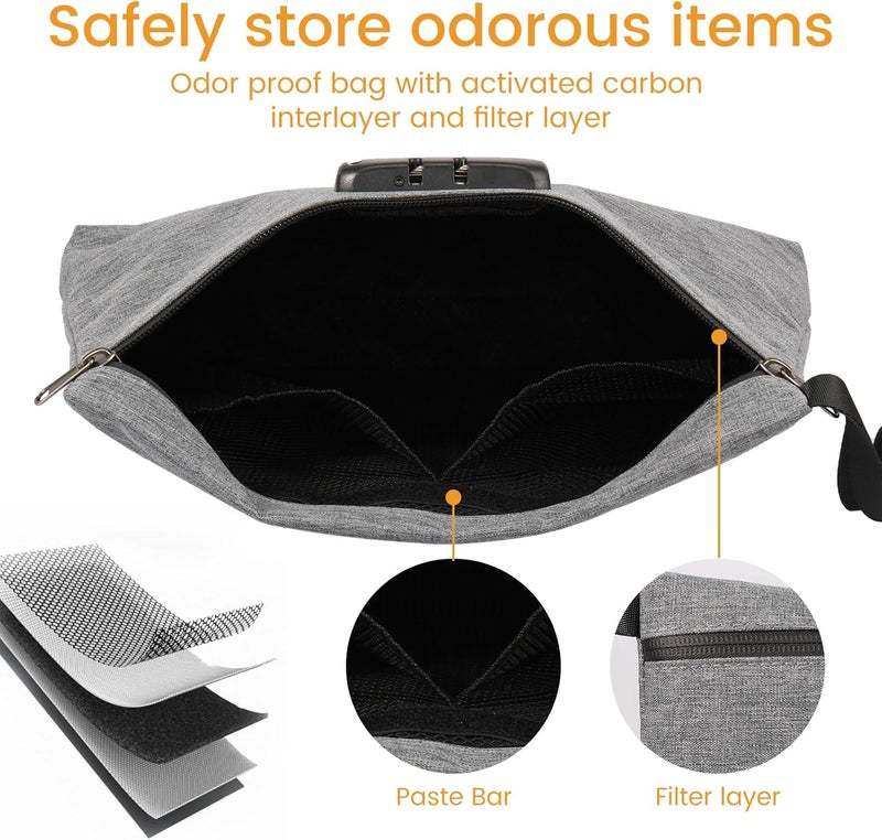 windforgecraft Smell Proof Bag with Combination Lock, Tobacco Pouch with Combination Lock, Durable Odor Proof Stash Bag, Travel Medicine Lock Bag, Secured Airport Storage Pouch for Christmas Gift (Gray) - Image 4