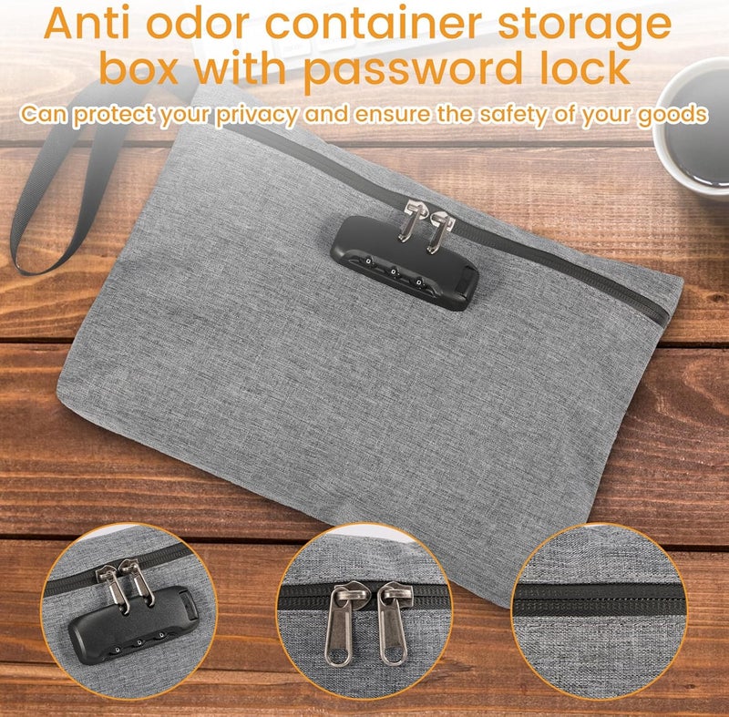 windforgecraft Smell Proof Bag with Combination Lock, Tobacco Pouch with Combination Lock, Durable Odor Proof Stash Bag, Travel Medicine Lock Bag, Secured Airport Storage Pouch for Christmas Gift (Gray) - Image 5