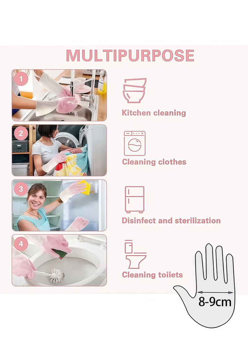 زوجان من القفازات المطاطية الطويلة، قفازات تنظيف لغسل الأطباق والمطبخ والطهي والحمام والحديقة - Image 2