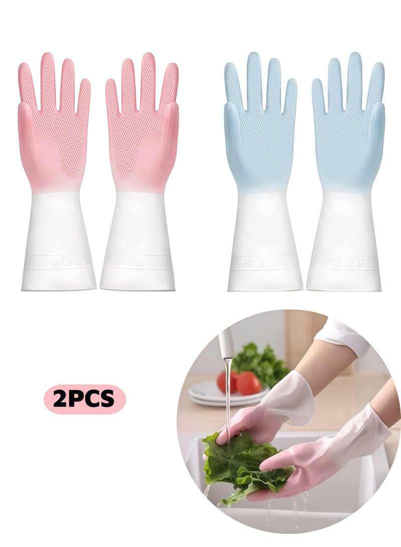 زوجان من القفازات المطاطية الطويلة، قفازات تنظيف لغسل الأطباق والمطبخ والطهي والحمام والحديقة - Image 1