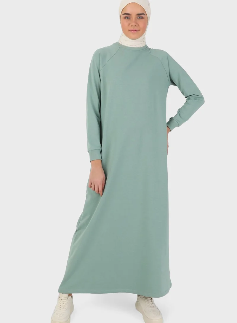 Refka by modanisa Cuffed Sleeve Knitted Dress