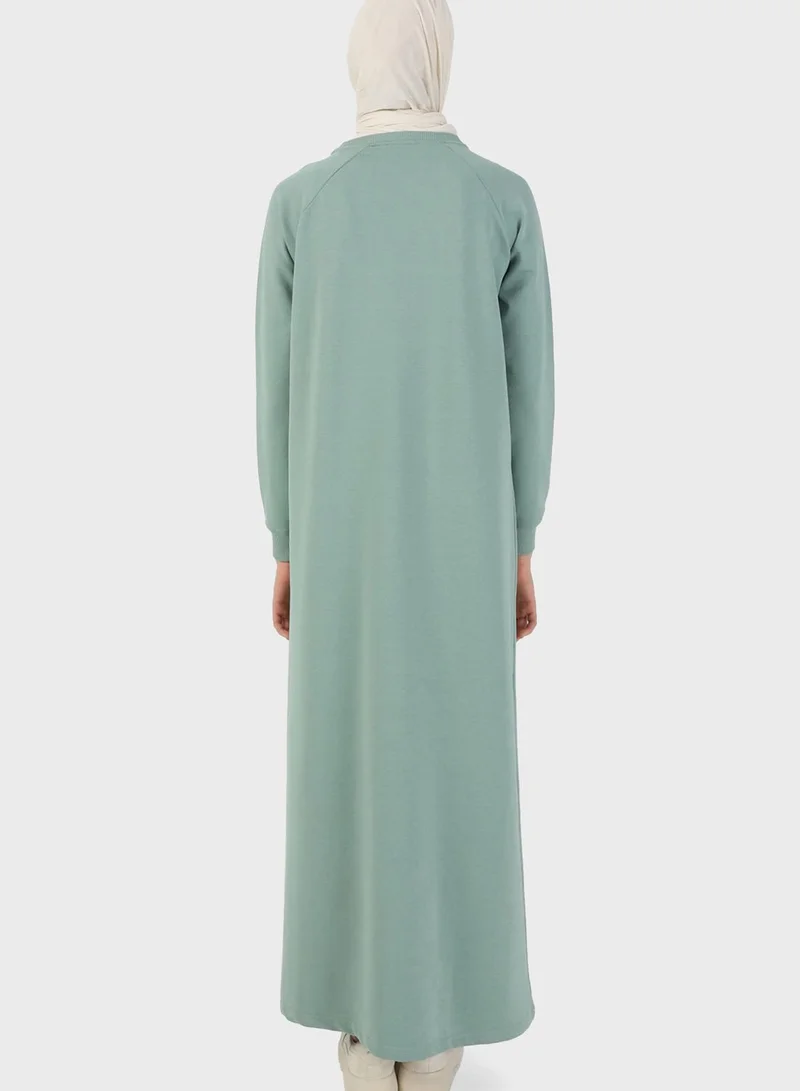 Refka by modanisa Cuffed Sleeve Knitted Dress