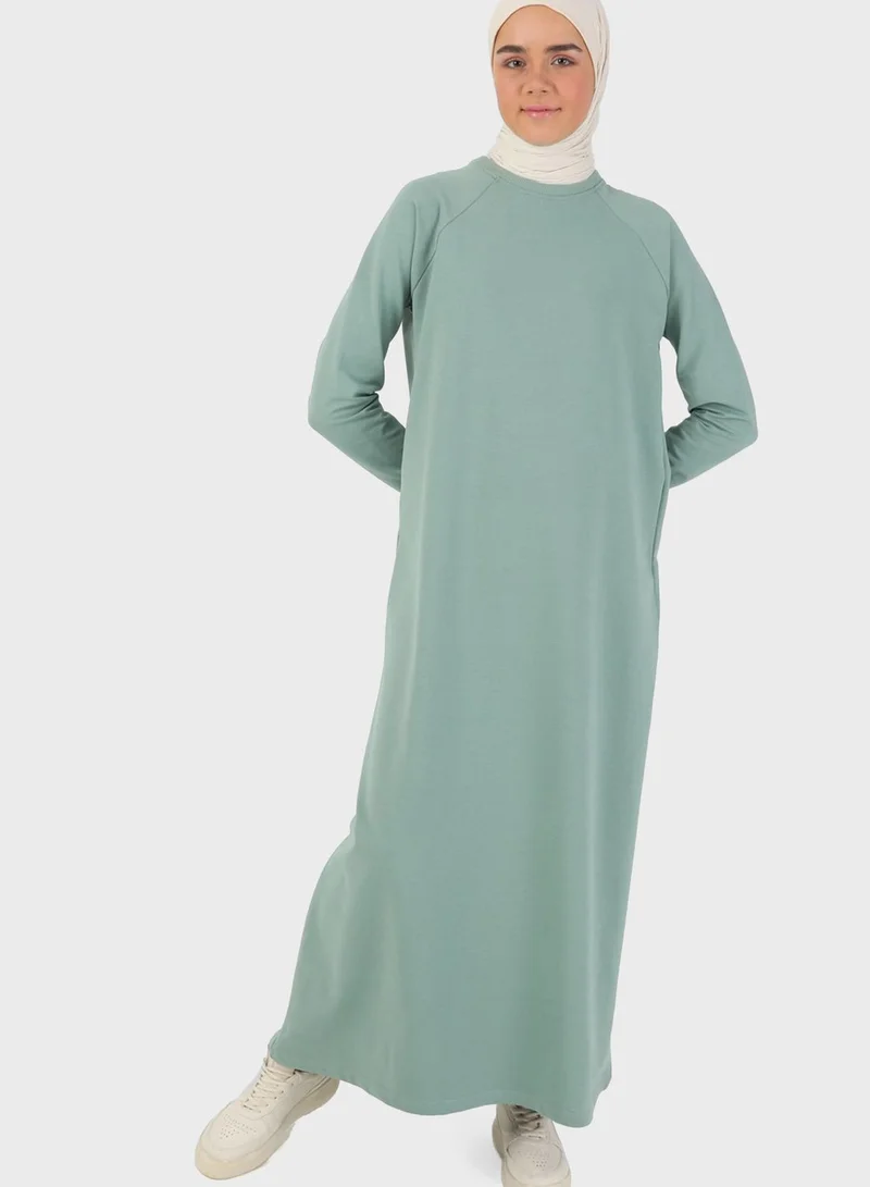 Refka by modanisa Cuffed Sleeve Knitted Dress