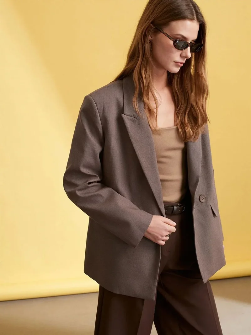 ديلفين DILVIN Oversized Cotton Poplin Blazer Jacket