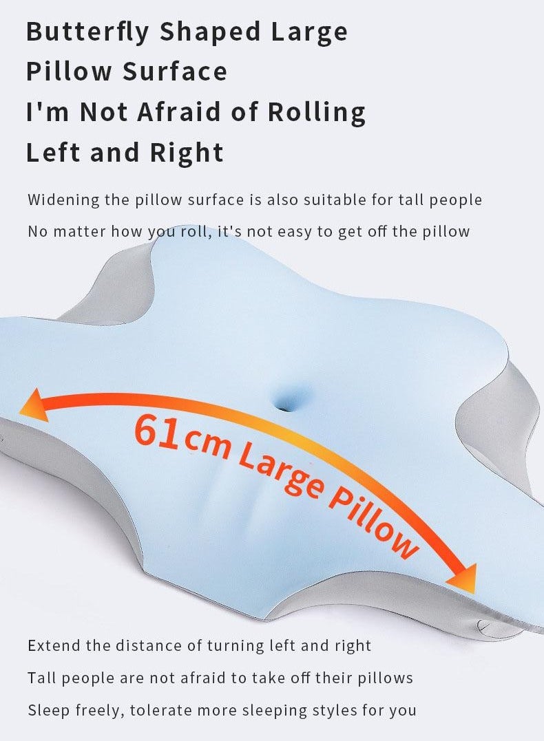 فراشة على شكل وسادة الرقبة لتخفيف آلام الكتف والرقبة ، رغوة الذاكرة وسادة الرقبة ، مريح العظام وسادة دعم الرقبة ، النوم البطني الجانبي ، قابل للغسل كم - Image 5