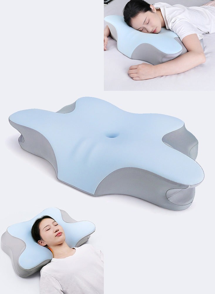 فراشة على شكل وسادة الرقبة لتخفيف آلام الكتف والرقبة ، رغوة الذاكرة وسادة الرقبة ، مريح العظام وسادة دعم الرقبة ، النوم البطني الجانبي ، قابل للغسل كم - Image 1
