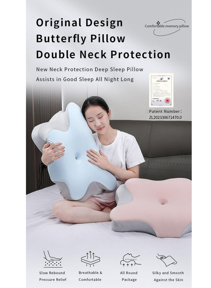 فراشة على شكل وسادة الرقبة لتخفيف آلام الكتف والرقبة ، رغوة الذاكرة وسادة الرقبة ، مريح العظام وسادة دعم الرقبة ، النوم البطني الجانبي ، قابل للغسل كم - Image 2