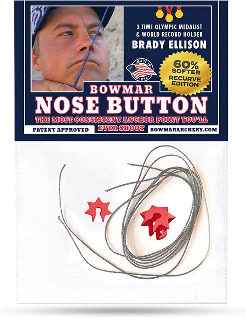 Bowmar Archery Nose Button Recurve Edition, Extremely Light Weight, Creates Consistent Anchor Point, Two Sizes Included - Image 1