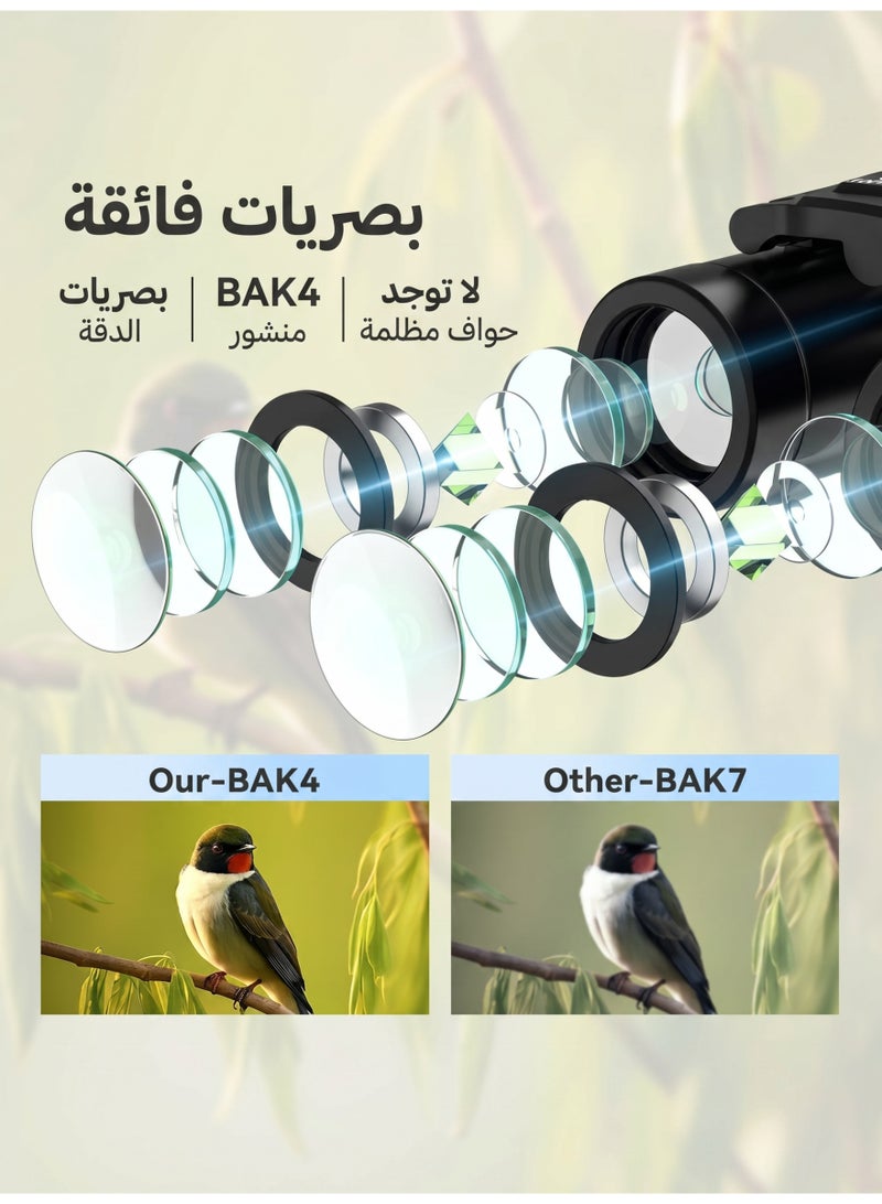 800x25 Binoculars for Adults and Kids, High-Power Mini Pocket Binoculars with Smartphone Adapter, Waterproof Compact Binoculars for Bird Watching, Hunting, Concerts, Theater and Travel - Image 2