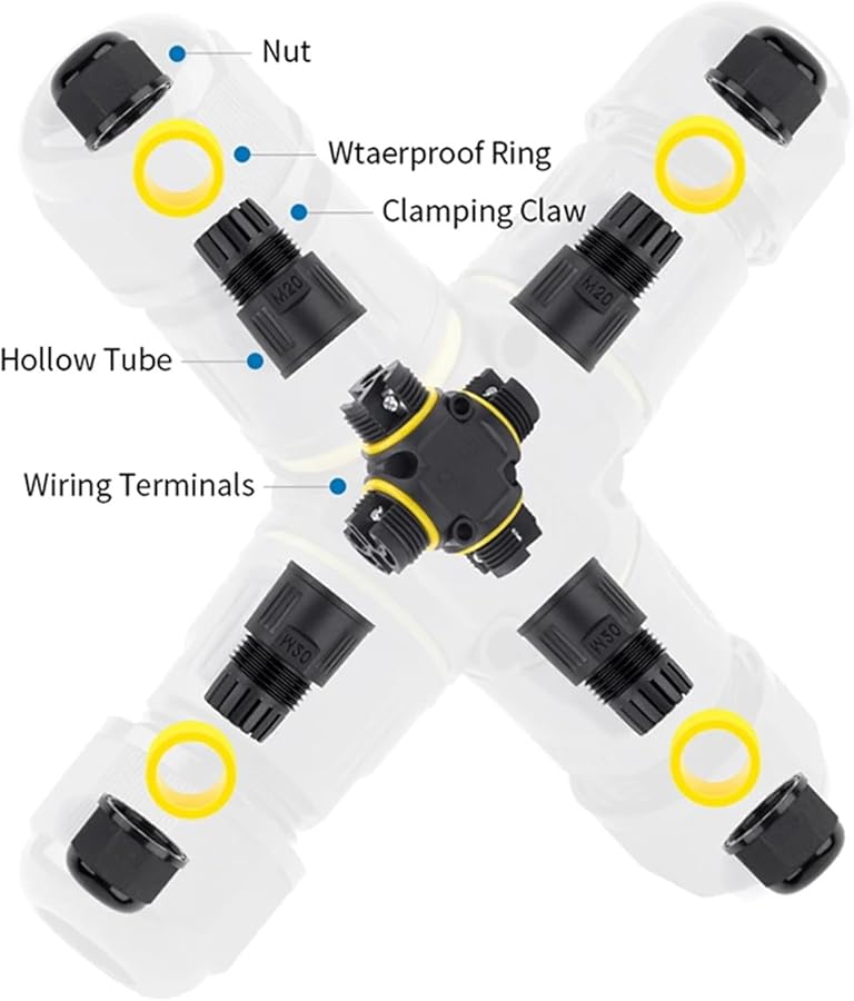 Waterproof 4 Way 2Pin 9 12mm LED Light Cable Connector Junction Box 2PCS - Image 5