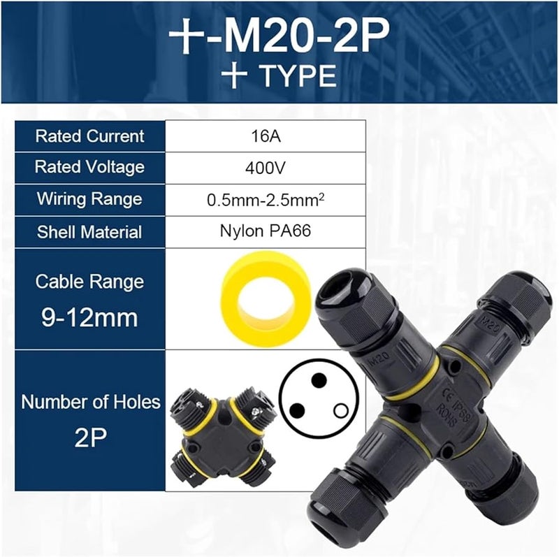 Waterproof 4 Way 2Pin 9 12mm LED Light Cable Connector Junction Box 2PCS - Image 2