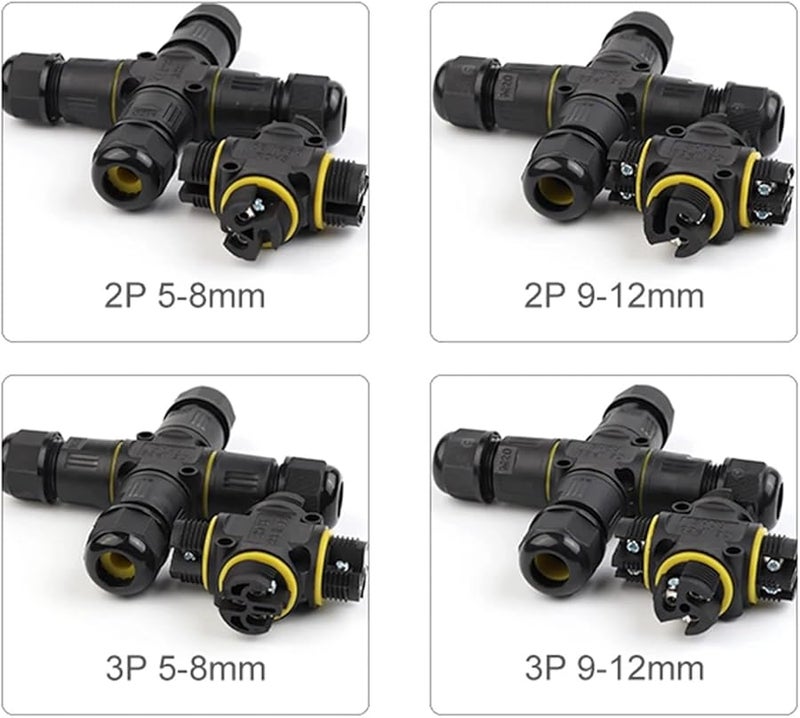 Waterproof 4 Way 2Pin 9 12mm LED Light Cable Connector Junction Box 2PCS - Image 4