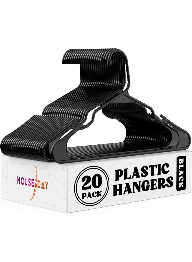 HOUSE DAY Black Plastic Hangers 20 Pack - Image 1