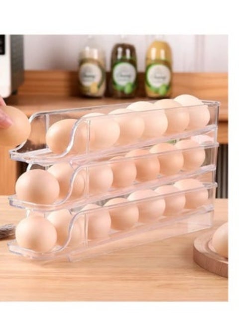 Stand - egg organizer shelf for the refrigerator, rolling, 2 transparent acrylic levels, 3 levels