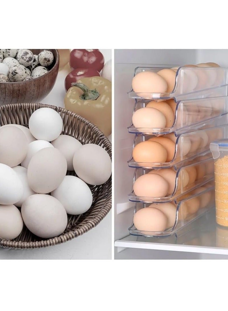 استاند -- ورف منظم بيض للثلاجة ، متدحرج دورين اكريليك شفاف عدد 3 دور - Image 3