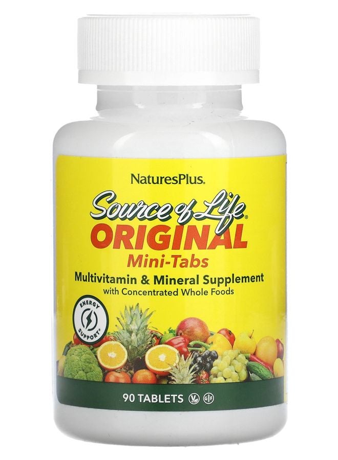 NaturesPlus Source of Life Original Mini-Tabs Multi-Vitamin & Mineral Supplement with Concentrated Whole Food  90 Tablets - Image 1