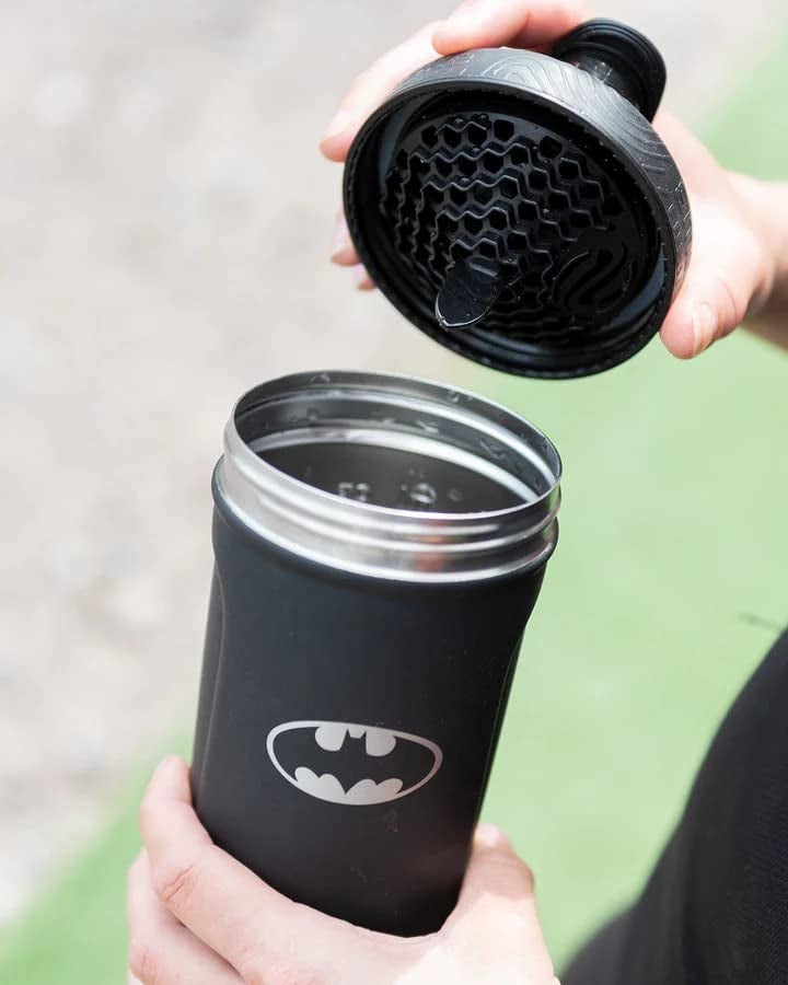 Smartshake DC COMICS Reforce Stainless Steel Protein Shaker Bottle 900 ml | 30 oz - Leakproof Screw-on Lid - BPA Free – Unisex - Non Insulated - Batman Logo - Image 2
