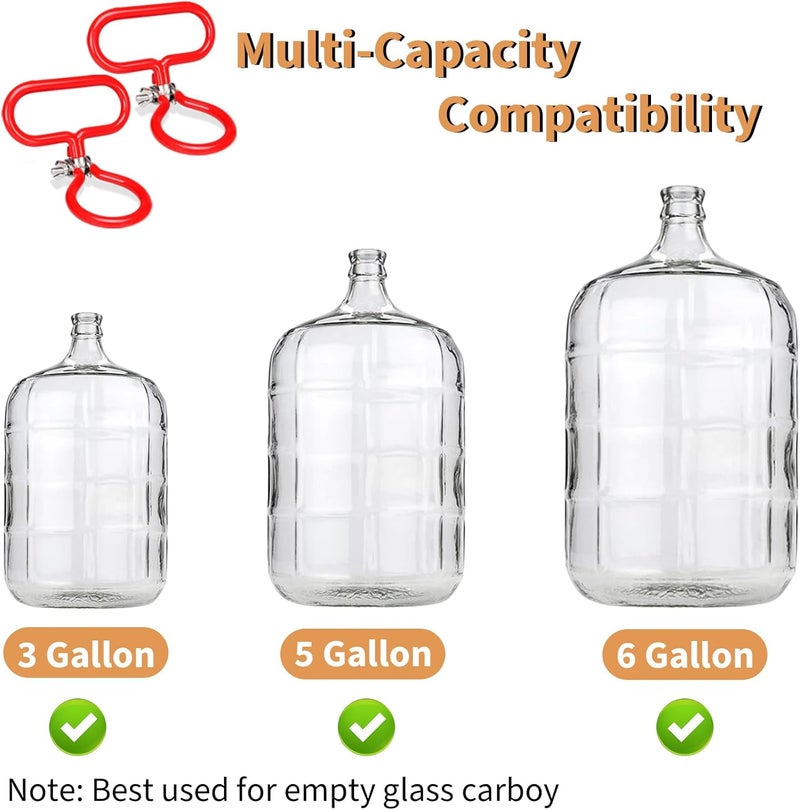 Dexspoeny 2Pcs Carboy Handle, Portable Glass Carboy Handle, Adjustable Heavy Duty Carboy Holder for Smooth Neck 3 Gallon 5 Gallon 6 Gallon 6.5 Gallon, Home Brewing Essential Wine Fermenter Handle - Image 3