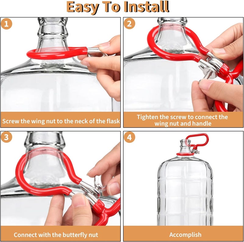 Dexspoeny 2Pcs Carboy Handle, Portable Glass Carboy Handle, Adjustable Heavy Duty Carboy Holder for Smooth Neck 3 Gallon 5 Gallon 6 Gallon 6.5 Gallon, Home Brewing Essential Wine Fermenter Handle - Image 4