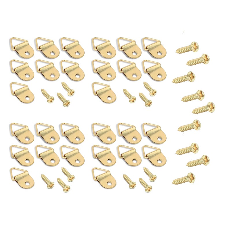Storp Risadeer DRing Triangle Hooks for Hanging Picture 50 Pcs Clock Paintings Artwork Picture Frame Hook Photos Golden