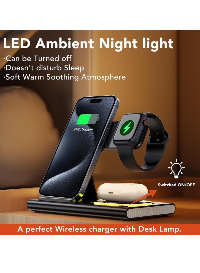 Excefore Wireless Charger, 3-in-1 Foldable Charging Station, Fast Wireless Charger for Apple Products, Travel & Lightweight, Compatible with iPhone 15/14/13/12/11, iWatch Ultra 2/9/8/7/6/SE, 3/2/Pro/2 - Image 2