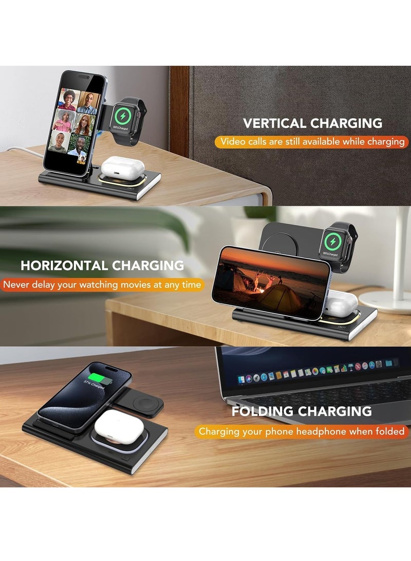 Excefore Wireless Charger, 3-in-1 Foldable Charging Station, Fast Wireless Charger for Apple Products, Travel & Lightweight, Compatible with iPhone 15/14/13/12/11, iWatch Ultra 2/9/8/7/6/SE, 3/2/Pro/2 - Image 5